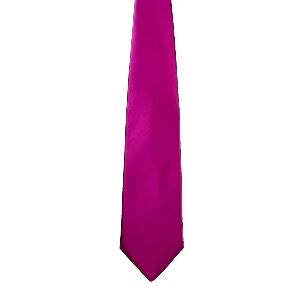 Nicole Miller New York 100% Silk Tie Necktie Hot Pink Solid Designer